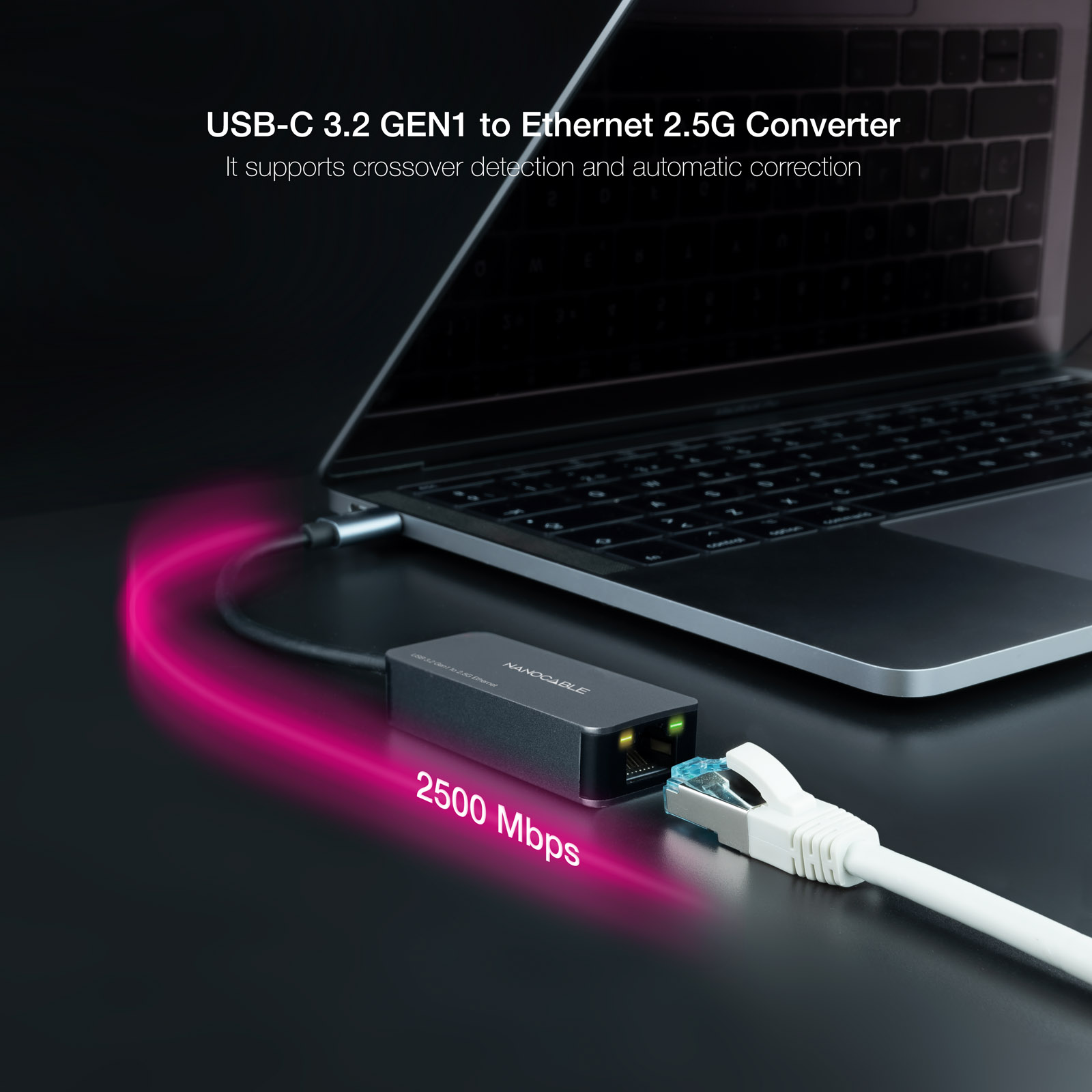 Conversor Nanocable USB-C 3.2 GEN1 para LAN 2.5G 2